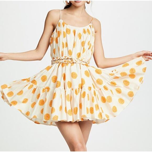 Rhode Resort Nalla Belted Floral Print Tiered Mini Dress Marigold Womens Size XS - Picture 4 of 9